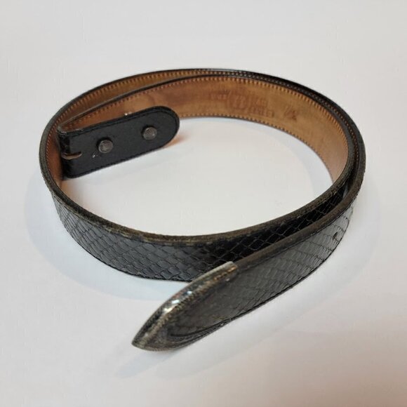 Belts by Herb Black Snakeskin Belt w/ Sterling Silver Overlay – Size 37 - Picture 2 of 7